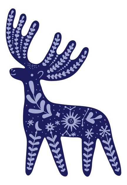 Animal Folk Art, Christmas Motifs Illustration, Christmas Animal Illustration, Christmas Bunting Ideas, Noel Illustration, Nordic Illustration, Nordic Animals, Scandinavian Holiday Decor, Reindeer Illustration