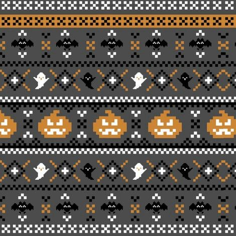 Halloween Knitting, Motif Fair Isle, Fair Isle Chart, Colorwork Chart, Crochet Fish, Fall Crochet Patterns, Halloween Cross Stitch Patterns, Upcycle Clothes Diy, Fair Isles