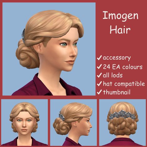 Sims 4 Edwardian, 1890s Hair, 1910 Hair, Fancy Updo, Sims 4 Decades Challenge, Medieval Hairstyles, Sims Medieval, Victorian Hairstyles, Sims 4 Mm Cc