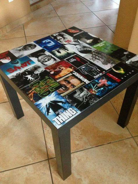 Horror movie table... Movie Theater Room, Basement Movie Room, Movie Room Ideas, Movie Theater Rooms, Horror Room, Movie Room Decor, Movie Decor, At Home Movie Theater, Banquet Table