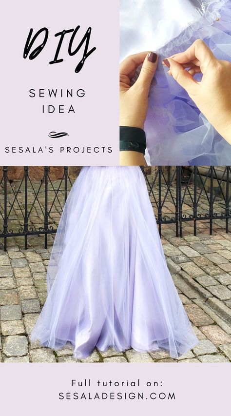 Sewing Tulle Dress, Long Tulle Skirt Outfit Formal, Diy Long Tulle Skirt, Long Tulle Skirt Outfit, Tulle Skirt Pattern, Sewing Outfits, Diy Tulle Skirt, Long Tulle Skirt, Diy Skirts