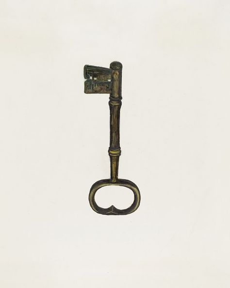 Brass Key (ca. 1940) by D.J. | Free Photo Illustration - rawpixel Skeleton Key Illustration, Old Key Illustration, Vintage Key Illustration, Key Illustration, Key Key, Old Key, Old Keys, Free Illustration Images, Vintage Key