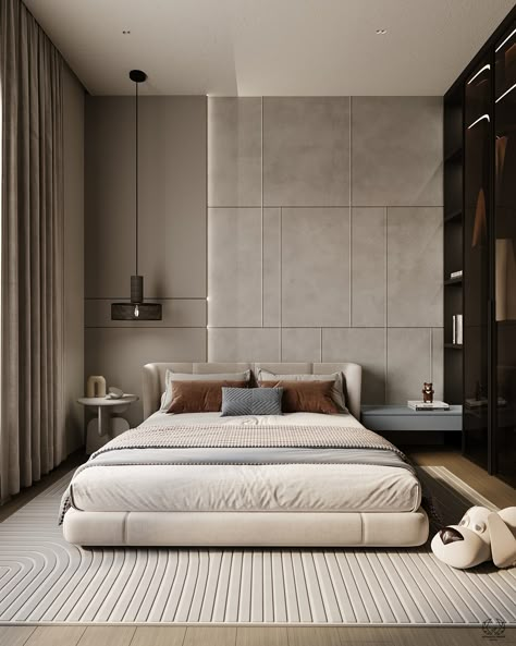 Elegant Home Design :: Behance Simple Japandi Bedroom, Simple Headboard Design, Modern Simple Bathroom, Rounded Furniture, Pegboard Wall, Bed Back Design, Bedroom Design Modern, Bed Headboard Design, Stylish Bedroom Design