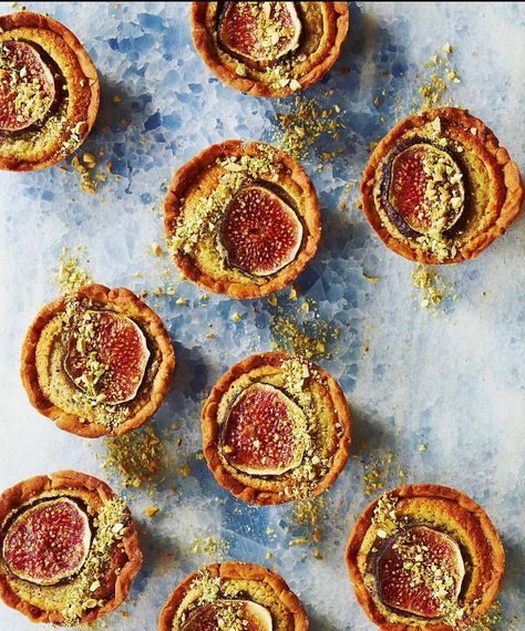 Fig and pistachio frangipane tarts Pistachio Frangipane, Knickerbocker Glory, Yotam Ottolenghi Recipes, Ottolenghi Recipes, Frangipane Tart, Tarts Recipe, Millionaire Shortbread, Nigel Slater, Yotam Ottolenghi