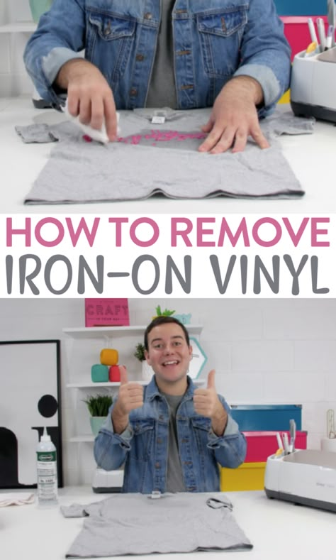 HOW TO REMOVE IRON-ON VINYL - Makers Gonna Learn Quotes Colorful, Vinyl Craft Projects, Sublimation For Beginners, Home Decor Recycled, Cricut Iron On Vinyl, Iron On Cricut, Cricut Tips And Tricks, Cricut Htv, Recycled Diy