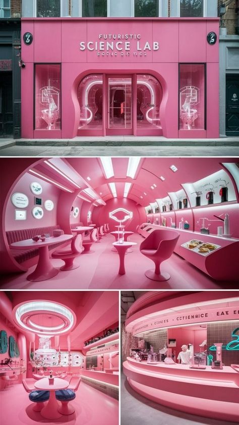 Retail Furniture Store Interior Design, Futuristic Retail Design, Futuristic Retail Store Design, Futuristic Cafe Interior Design, Futuristic Store Design, Futuristic Retail Store, 3d Photobooth, Futuristic Cafe, Space Themed Event