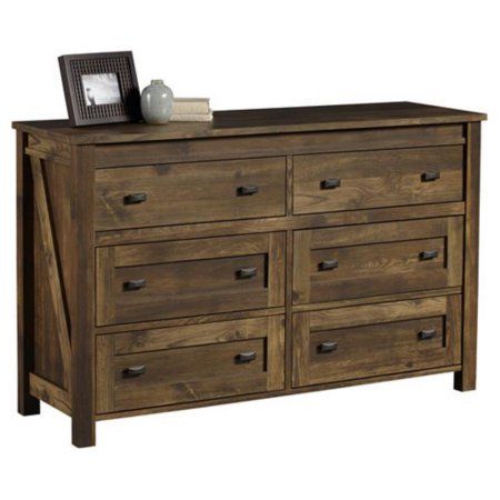 Altra Furniture Farmington 6 Drawer Dresser Rustic Dresser, Farmhouse Dresser, Brown Rooms, Wooden Dresser, Furniture Renovation, 6 Drawer Dresser, Bedroom Dressers, Country Farmhouse Decor, Dressers And Chests