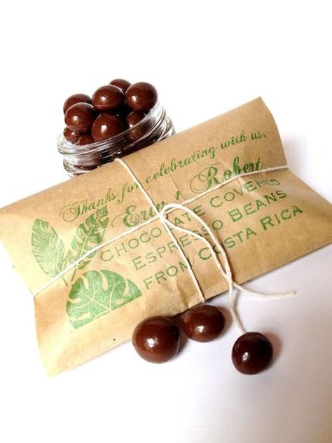 10 Coffee Wedding Favors to Energize Guests - Love & Lavender Coffee Reception, Coffee Bridal Shower, Unique Bridal Shower Favors, Coffee Wedding Favors, Chocolate Covered Coffee Beans, Coffee Favors, Chocolate Covered Espresso Beans, Trendy Wedding Favors, Chocolate Wedding Favors