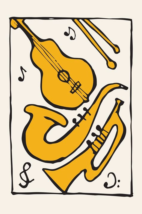 Jazz Illustration Vintage, Vintage Jazz Poster, Jazz Drawing, Jazz Illustration, Arte Jazz, Jazz Posters, Music Prints, Jazz Poster, Music Festival Poster