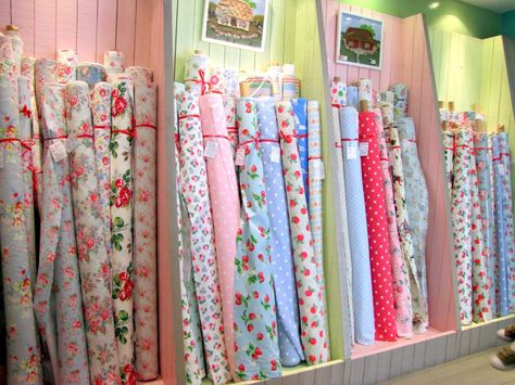 >It’s all over.  I have officially found my heaven on earth and it’s called Cath Kidston.In addition to ancient relics, stately manors and national parks–England also has … Cath Kidston Kitchen, Fabric Shop Display, Ancient Relics, Cath Kidston Fabric, Sewing Room Decor, Fabric Display, Amy Butler, Pip Studio, Embroidery On Clothes