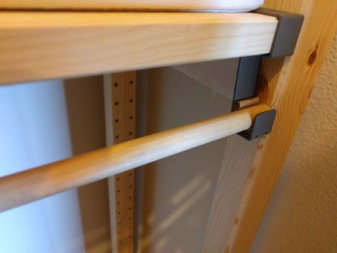 Add dowel to ivar shelf hook to make clothes rack Ivar Regal, Kids Clothes Storage, Kids Clothing Rack, Closet Hacks, Shelf Hooks, Ikea Ivar, Kids Accessories Fashion, Clothes Rod, Ikea Hackers