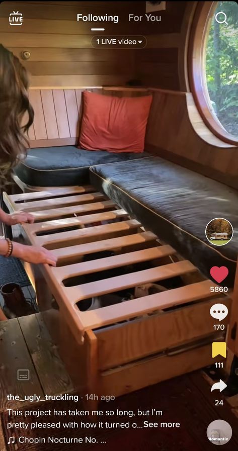 Raised Couch Platform, Round Couch, Truck House, Custom Couches, Pull Out Couch, Stones Throw, Pull Out Bed, Modular Storage, Old Room