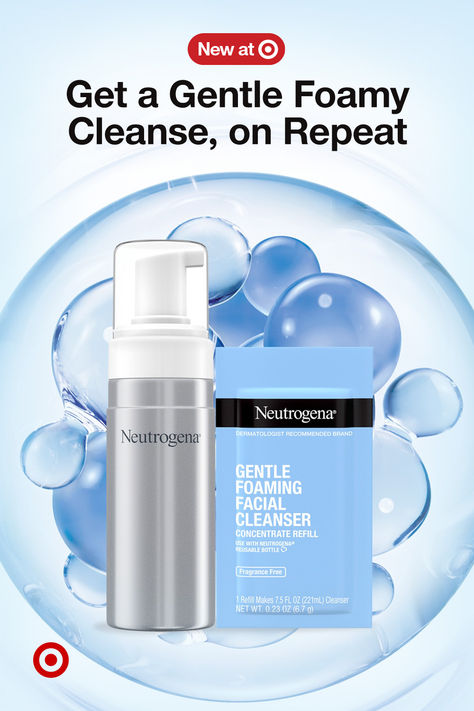 Discover new Neutrogena Gentle Foaming Cleanser in a breakthrough, sustainable, waterless form. This powder-to-foam cleanser comes in a reusable bottle & transforms into a rich, creamy foam upon contact with water. It gently removes dirt, oil, & makeup for skin that looks and feels clean, soft & revitalised. Explore now & Boost your Skin’s Vitals. Gentle Foaming Cleanser, Foaming Facial Cleanser, Foaming Cleanser, Reusable Bottle, Dermatologist Recommended, Foam Cleanser, On Repeat, Beauty Trends, Facial Cleanser