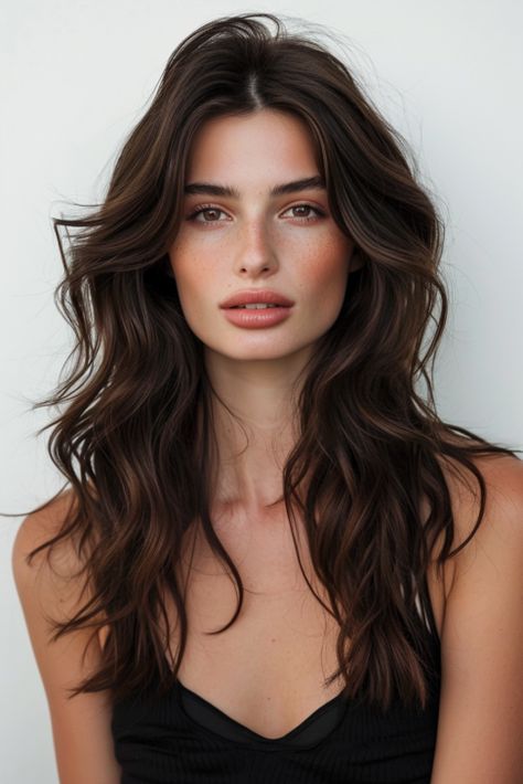 Rambut Brunette, Hair With Highlights, Long Brown Hair, Brown Hair With Highlights, Long Layered Hair, Haircuts For Long Hair, Hair Inspo Color, Dark Brown Hair, Brown Hair Colors