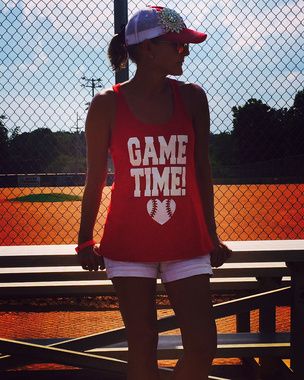 Shop now....What’s the most important time in a baseball mom’s day? GAME TIME! Don your enthusiasm for your kid, your team, and your sport with this light-weight, racerback “Game Time” tank. White glitter lettering, and several color options to choose from. Sizing is Ladies and runs smaller than Unisex. Free shipping. Baseball Game Outfit Ideas, Game Outfit Ideas, Baseball Game Outfit, Elbow Guard, 1982 World Cup, Baseball Tank, Baseball Clipart, Baseball Display, Baseball Tanks