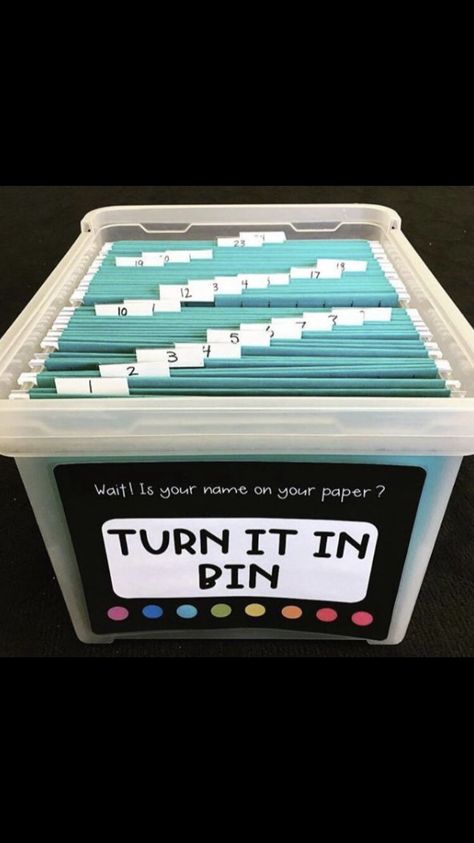 Reduce the amount of no-name papers by creating a turn in bin. Assign each student a corresponding number! Turn It In Bin Classroom, Classroom Turn In Bins, Turn In Bins Classroom Organization, Student Turn In Station, Turn In Bin, Student Mailboxes, Organized Teacher, 2023 Ideas, Literature Teacher