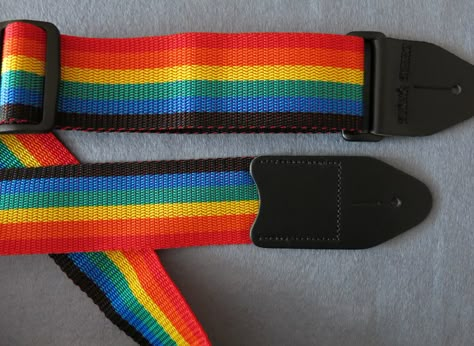 Rainbow guitar strap Base Guitar Aesthetic, Electric Guitar Colors, Strat Guitar Aesthetic, Guitar Strap Aesthetic, Rainbow Guitar, Aesthetic Guitar Strap, Guitar Strap Design, Grunge Pictures, Hozier