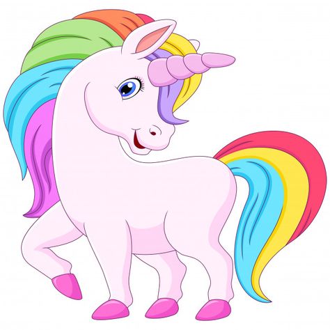 Cute cartoon unicorn with rainbow mane P... | Premium Vector #Freepik #vector #character #cartoon #animal #cute Unicorn Character, Unicorn With Rainbow, Unicorn Cartoon Image, Unicorn Vector, Animated Unicorn, Unicorn Png Transparent, Cute Rainbow Unicorn, Subway Art Printables, Win Art