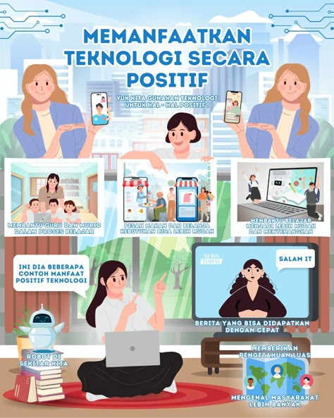 Poster Teknologi Digital Digital Poster Ideas Canva, Poster Teknologi Digital, Digital Poster Making, Poster Teknologi, Poster Art Ideas, Graphic Design Portfolio Book, Instagram Grid Design, Graphic Shapes Design, Scrapbook Cover