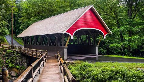 New Hampshire - Appalachia, New Hampshire, USA Lincoln New Hampshire, Truss Design, Great American Road Trip, Perfect Road Trip, New England Fall, American Road Trip, Covered Bridge, White Mountains, Covered Bridges