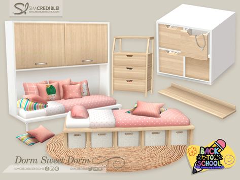 4 Bunk Beds, Dorm Room Furniture, New Sims 4 Cc, Dorm Rugs, Sims 4 Content, Dorm Room Bedding, Dorm Sweet Dorm, Cc Packs, Sims 4 Bedroom