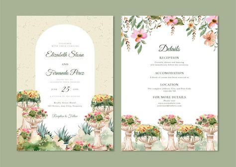 Invitation Card Design Event, Wed Invitation, Victorian Wedding Invitations, Watercolor Notebook, Floral Watercolor Background, Floral Template, Wedding Evites, Digital Invitations Wedding, Invite Ideas