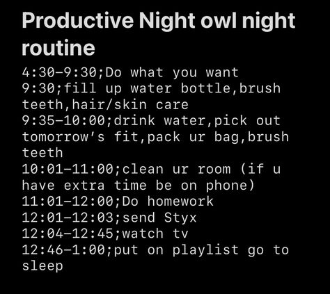 Late Night Studying Schedule, What To Do When Staying Up All Night, Night Owl Study Timetable, Night Study Routine Schedule, Night Owl Schedule, Late Night Study Time Table, Study Night Routine, Night Study Time Table, Night Owl Routine