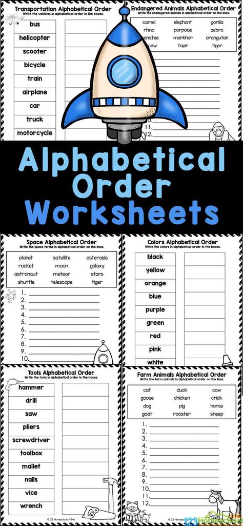 Super cute, free printable Alphabetical Order worksheets help primary students learn to alphabetize words. Use these abc order worksheets with kindergarten, first grade, and 2nd grade kids after they’ve learned to order alphabet letters A to Z to take the next step. Simply print alphabetical order worksheets with answers to have fun at school while learning the letters of the alphabet in the correct order. Alphabetical Order Activities, Alphabetical Order Worksheets, Abc Order Worksheet, Letter Recognition Worksheets, Free Printable Alphabet, Alphabet Worksheets Kindergarten, Free Preschool Worksheets, Letter Find, Abc Activities