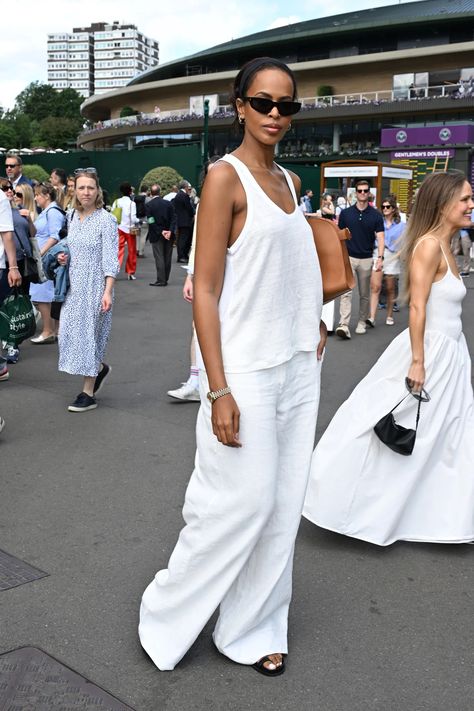 Wimbledon best dressed: Who were the most stylish society stars, tennis titans and elegant It-girls at this year’s event? | Tatler What To Wear To A Tennis Tournament, Wimbledon Style, Best Celebrity Outfits, Wimbledon Fashion, Tennis Tournament, Cream Trousers, Tennis Championships, Floral Slip Dress, Tennis Match