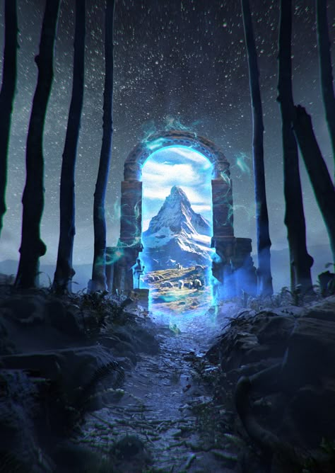 ArtStation - Magic Portal Magical Portal, Magic Portal, Portal Art, Portal Design, Stone Mirror, Fantasy World Map, Space Illustration, Fantasy Places, Dnd Ideas