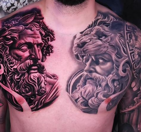 Animal Sleeve, Animal Sleeve Tattoo, Cool Chest Tattoos, Chest Tattoos, Greek Tattoos, One Piece Wallpaper Iphone, Hand Tattoo, Forearm Tattoo, Chest Tattoo