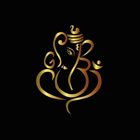 Ganesha line art illustration on black background Ganesha Line Art, Ganesh Logo, Ganesha Art Illustration, Om Ganesh, Black Background Painting, Decent Wallpapers, Very Easy Rangoli Designs, Wedding Background Images, Shiva Parvati