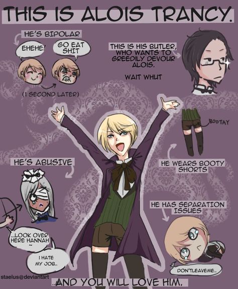 Fun Facts about Black Butler character Alois Trancy ~.~ Ciel And Alois, Black Butler Alois, Black Butler Comics, Yes My Lord, Black Butler Meme, Black Butler Funny, Alois Trancy, Black Butler Characters, Anime Zodiac