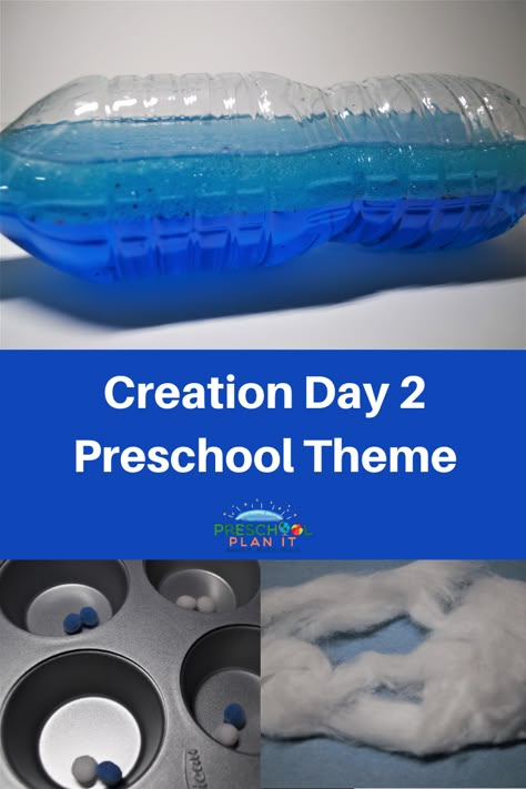 Day 2 Creation Activity, Bereishit Preschool, Bereshit Craft, Day 2 Of Creation Activities, Prek Creation Activities, God's Creation Activities For Preschool, Creation Lessons For Preschool, Creation Theme Preschool, Creation Songs For Preschool