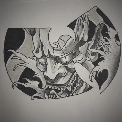 Wutang hannya up for grabs. Someone let me tattoo this on them! #inktwister #inktwistertattoo #dfw #fortworth #tx #texas #tattoo #hannya… Clan Tattoo, Wu Tang Tattoo, Wu Tang Clan Logo, Hip Hop Tattoo, Texas Tattoo, Wutang Clan, Me Tattoo, Skull Sleeve Tattoos, Skull Sleeve