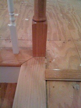 Wood Floor Installation At Top Of Stairs - Flooring - DIY Chatroom Home Improvement Forum Replacing Carpet, Wood Floor Stairs, Wood Bedroom Decor, Laminate Stairs, Wood Floor Installation, Wood Plank Tile, Interior Stair Railing, Top Of Stairs, Stair Spindles