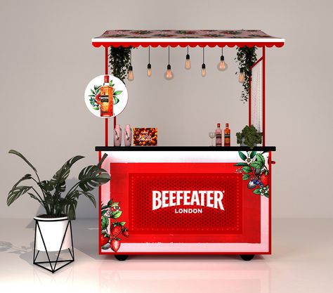 Cart Beefeater on Behance Tea Booth Design, Mobile Bar Cart, Vodka Bar, Food Stall Design, Gerobak Dorong, Wine Cart, Interior Design Living Room Modern, Food Kiosk, Food Cart Design