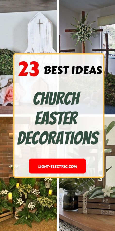 Dive into the spirit of Easter with 23 breathtaking church Easter decorations that will transform your sanctuary in 2024. From modern altar designs to traditional Catholic and Baptist settings, find inspiration for every corner of your church. Discover how simple stage design backdrops and sanctuary flower arrangements can elevate your Sunday service, making it a memorable celebration for your congregation. Easter Altar Decorations Display, Easter Cross Decorations Church, Church Decor For Easter, Catholic Easter Altar Decorations, Easter Church Flowers Arrangements, Easter Alter Decor, Easter Church Stage Design, Easter Flowers For Church, Easter Decorations For Church Sanctuary