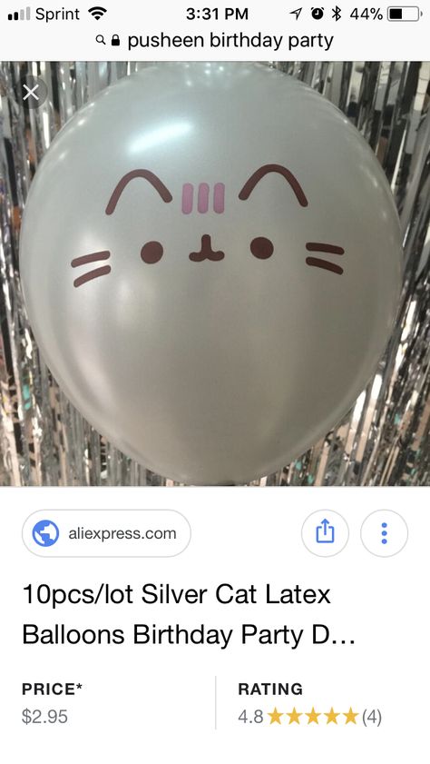 Pusheen Balloons, Pusheen Birthday, 11 Birthday, Cat Balloons, Pusheen Cute, Party Setup, Pusheen Cat, Cute Animal Drawings Kawaii, Silver Cat