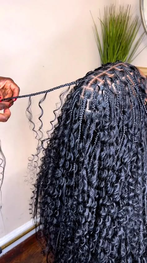 Braids Tiktok, Knotless Braids Goddess, Latest Braided Hairstyles, Boho Braided Hairstyles, Braids Goddess, Short Box Braids Hairstyles, Big Box Braids Hairstyles, Goddess Braids Hairstyles, African Hair Braiding Styles