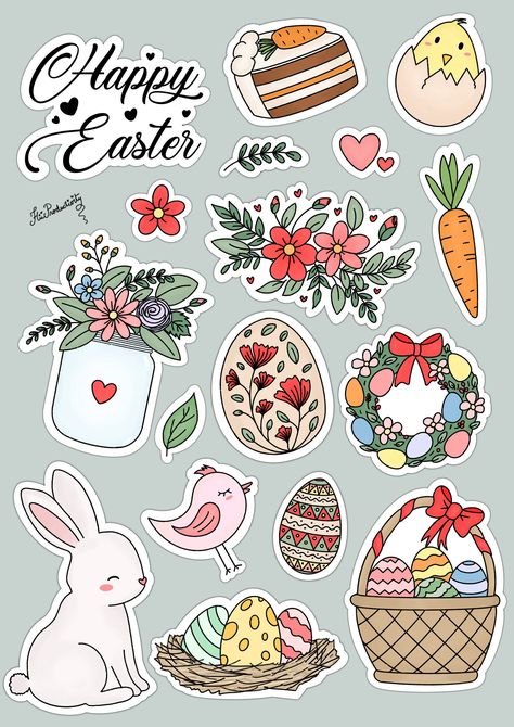 Easter DIGITAL STICKERS for digital planner a Spring Digital Planner Stickers, Easter Planner Stickers, Spring Stickers Free Printable, Easter Stickers Free Printables, Nature Stickers Printable, April Stickers, March Stickers, Printable Spring Flowers, Spring Bujo