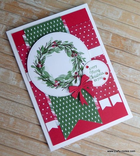 Stampin Up Weihnachten, Cottage Wreath, Creative Wreaths, Stamped Christmas Cards, Christmas Craft Fair, Stampin Up Christmas Cards, Christmas Card Crafts, Xmas Wreaths, Merry Christmas To You