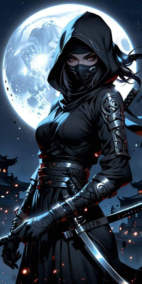 Vigilante Character Design Female Mask, Ninja Wallpaper Iphone, Ninja Outfit Female Design, Vigilante Character Design Female, Female Japanese Warrior, Female Ninja Art, Shinobi Outfit, Ninja Female, Rogue Character Design