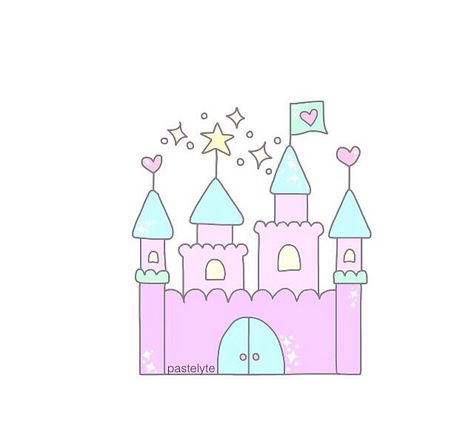 Princess castle Castle Cartoon, Tumblr Transparents, Castle Illustration, Unicorn Artwork, Overlays Tumblr, Castle Drawing, Rainbow Cartoon, Unicorn Clipart, Unicorn Illustration