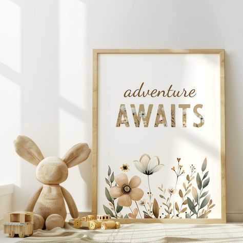 🦉✨ Adventure awaits in your nursery! 🌿 This charming poster set features two sweet owls and a beautiful floral design with the inspiring message "Adventure Awaits." Perfect for creating a serene, nature-inspired atmosphere in your little one’s room. Let these wise and gentle creatures guide your child into a world of imagination and exploration! 🖼️ Available now: [Link in bio] 💸 Starting at $20+ 🎁 A lovely gift for parents-to-be or a whimsical addition to your nursery decor! #nurserydecor #... Girl Adventure, Girl Nursery Themes, Adventure Nursery, Serene Nature, Adventure Theme, Nursery Room Design, World Of Imagination, Adventure Baby, Two Sweet