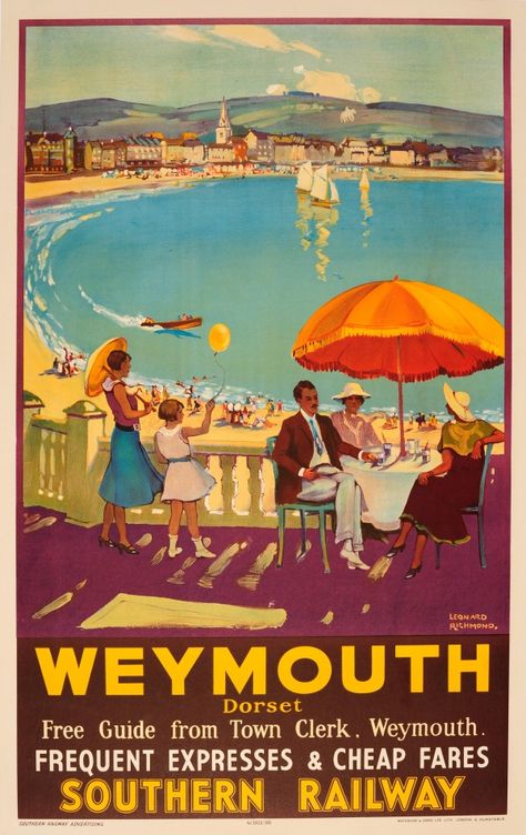 Original Vintage Posters -> Travel Posters -> Weymouth Southern Railway - AntikBar Family Christmas Pictures Outfits, Weymouth Dorset, Christmas Pictures Outfits, Posters Uk, Art Deco Wall Art, Travel Advertising, Southern Railways, Family Christmas Pictures, Railway Posters