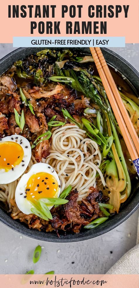 Pork And Mushrooms, Pork Ramen Recipe, Instant Pot Ramen, Instant Pot Asian Recipes, Ramen Soup Recipes, Gluten Free Ramen, Hot Pot Recipe, Pork Ramen, Healthy Pork