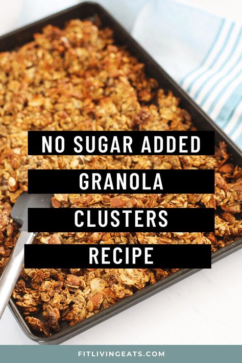 Try this easy-to-make, no sugar added healthy granola recipe. It's perfect to sprinkle over yogurt for breakfast or to snack on in the afternoon. Video and recipe info: https://www.fitlivingeats.com/no-sugar-added-granola-clusters/ Sugarfree Granola Recipe, No Sugar Added Granola Recipe, Granola Recipe Without Honey, Low Sodium Granola Recipe, No Sugar Added Snacks, Homade Granola Recipe, Golo Granola Recipe, Ww Granola Recipe, Unsweetened Granola Recipe