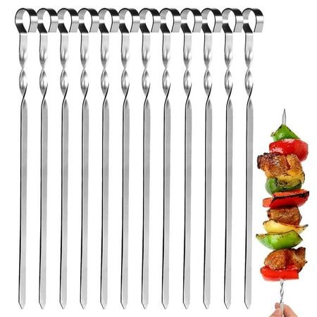 RUseeN Kabob Skewers 15" Stainless Steel Long BBQ Barbecue Skewers, Anti-Roll Heavy Duty Shish Kebob Sticks, Flat Metal Kebob Sticks Wide Reusable Grilling Skewers for Meat Chicken, Set of 12 12 Pack 15 inches Kabob Skewers Reusable Stainless Steel Barbecue Sticks for Meat Shrimp Chicken Vegetable This 15 inches kabob skewers can be used as: BBQ skewers, grilling sticks, fruit salad, roasting skewers for fish, seafood, hot dog, chicken, steak, vegetables, etc. Flat and wide blade, which can keep Barbecue Skewers, Kebab Skewers, Kabob Skewers, Metal Skewers, Shish Kabobs, Bbq Skewers, Chicken Vegetable, Skewers Grill, Chicken Steak