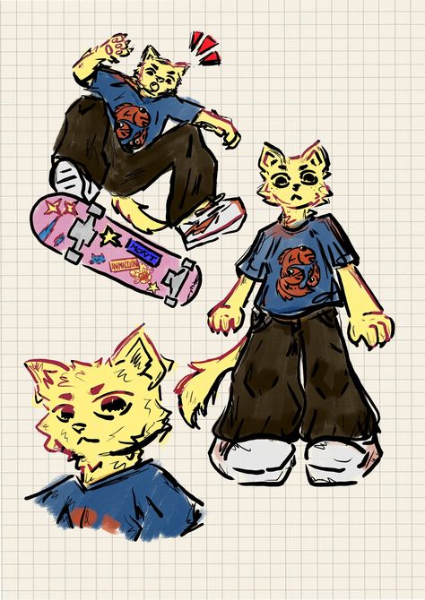 Cat drawing skater y2k oc Skater Drawings Aesthetic, Cat Standing Up Drawing, Skater Art Drawing, Skater Sketch, Skater Drawing, Cute Lil Drawings, Skateboard Drawing, Sketch Digital Art, Skater Art